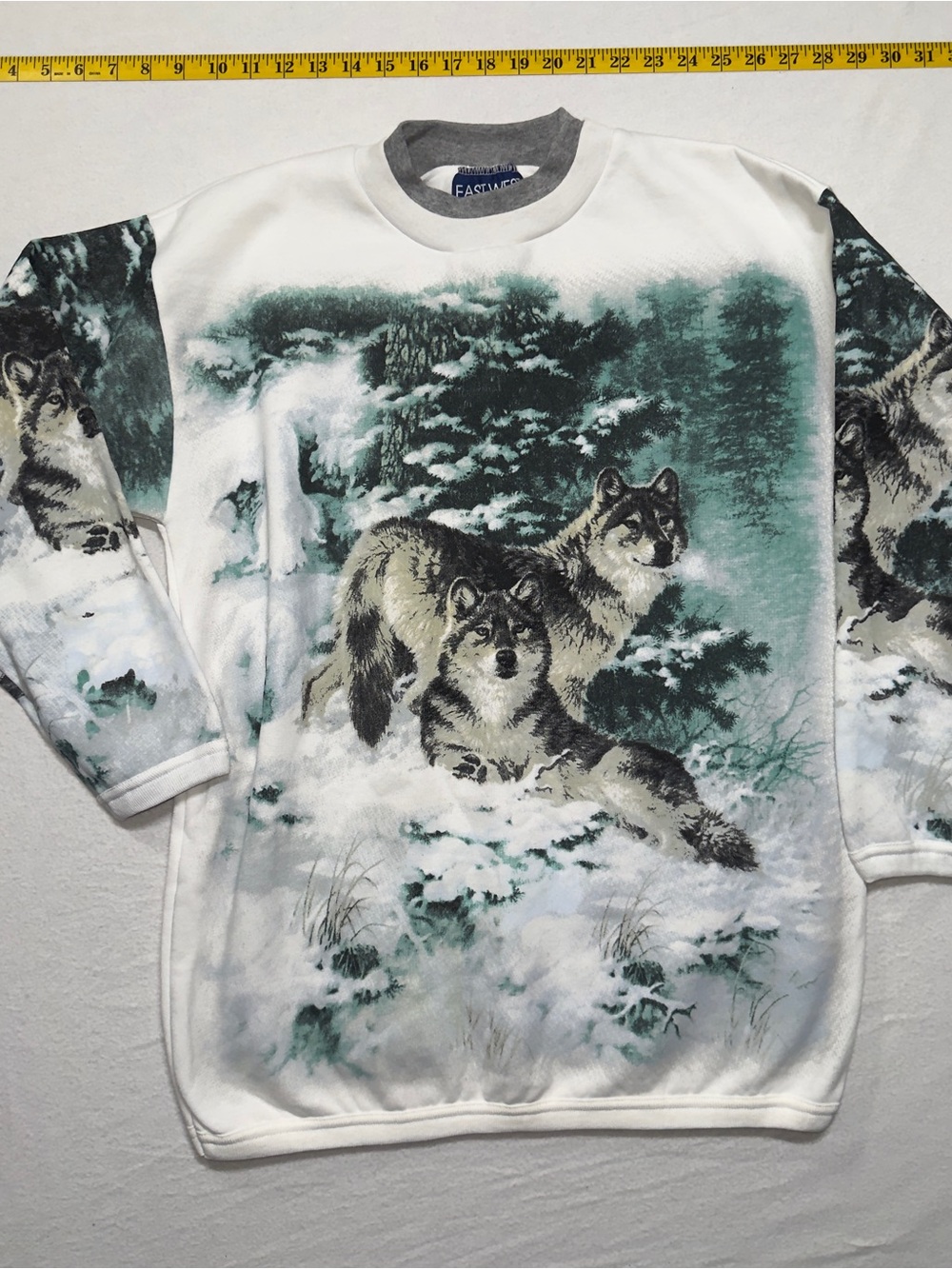 1990s genuine vintage wolf all over print Wolf Graphic Sweatshirt - east west